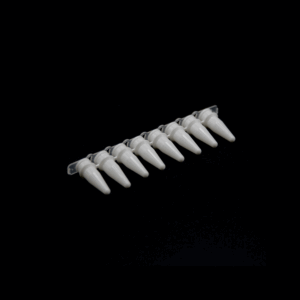 PCR 8-tube strips, 0.1 mL with flat caps, white