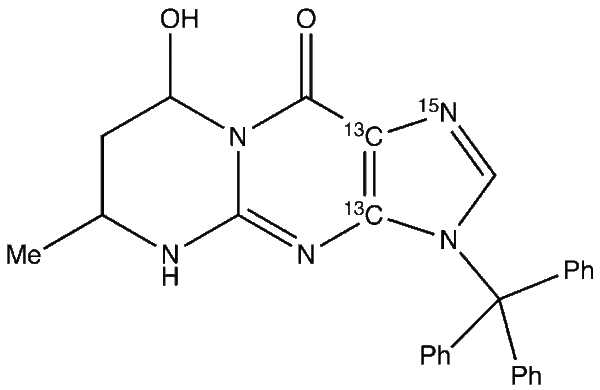 N-Trityl-4,6,7,8-tetrahydro-8-hydroxy-6-methylpyrimido[1,2-a]purin-10(3H)-one-13C2,15N