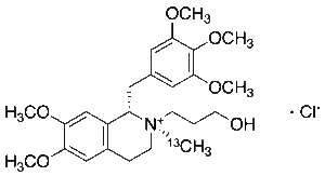 trans-1,2,3,4-Tetrahydro-2-(3-hydroxypropyl)-6,7-dimethoxy-2-(methyl-13C)-1-[(3,4,5-trimethoxyphenyl)methyl]isoquinolinium Chloride