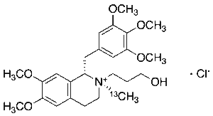 trans-1,2,3,4-Tetrahydro-2-(3-hydroxypropyl)-6,7-dimethoxy-2-(methyl-13C)-1-[(3,4,5-trimethoxyphenyl)methyl]isoquinolinium Chloride