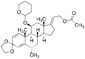 3,3-Ethylenedioxy-11-Tetrahydropyran-2-yl-11Beta,21-Dihydroxy-6Alpha-methylpregna-1,4,17(20)-triene 21-Acetate