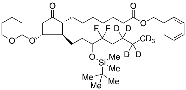 11-O-Tetrahydropyranyl-15-O-tert-butyldimethylsilyl-lubiprostone-d7 Phenylmethyl Ester