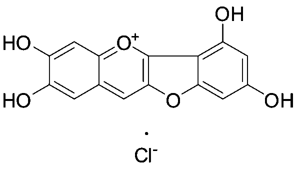 2,3,6,8-Tetrahydroxybenzofuro[3,2-b][1]benzopyran-5-ium Chloride
