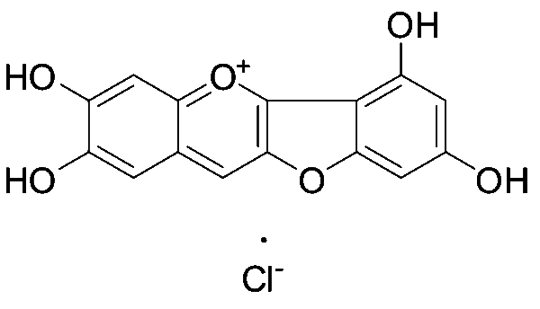 2,3,6,8-Tetrahydroxybenzofuro[3,2-b][1]benzopyran-5-ium Chloride