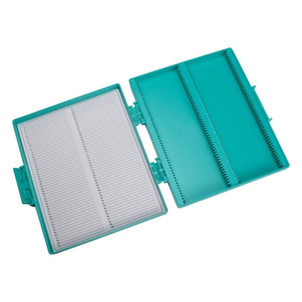 United Scientific® SLIDE STORAGE BOX, HINGED, PLASTIC, FOR 100 SLIDES