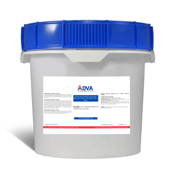 Citric Acid Anhydrous Powder, USP, FCC, Ph, Eur, JP, JECFA, OU, H