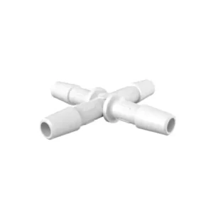 Eldon James 1/4"HB, Cross Fitting, Natural Kynar (PVDF), 25/PK