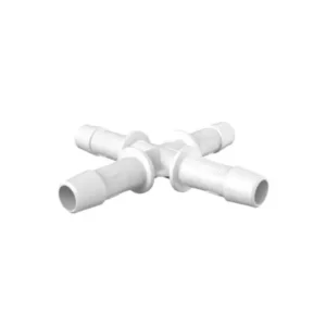 Eldon James 1/2" HB, Cross Fitting, Natural Kynar (PVDF), 25/PK