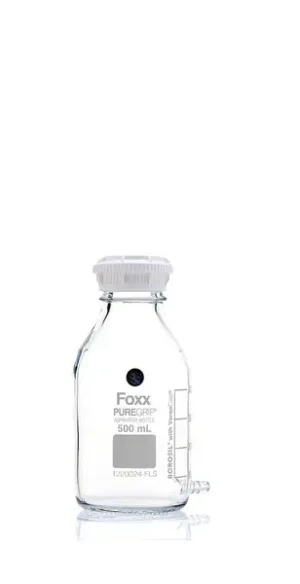 Puregrip Aspirator Bottle GL45 Cap and with Outlet for Tubing 500 mL, 10/CS
