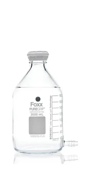Puregrip Aspirator Bottle GL45 Cap and with Outlet for Tubing, 2 L, 5/CS
