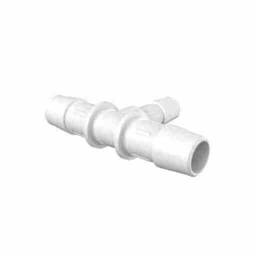 Eldon James Reduction T Fitting, 1/2" x 1/2" x 3/8" Natural Kynar (PVDF), 25/PK