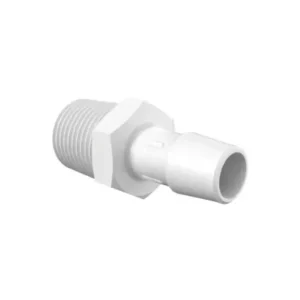 Eldon James Adapter 1/2" NPT Thread x 1/2" Hose Barb, Polypropylene, 25/PK