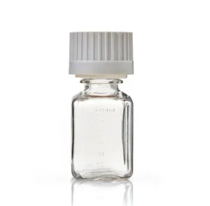 EZBio® 60 mL PETG Media Bottles, Sterile, Square Storage Bottles with 38-430 mm White Closed VersaCap Closures w/ Threaded Adapter, 40/CS