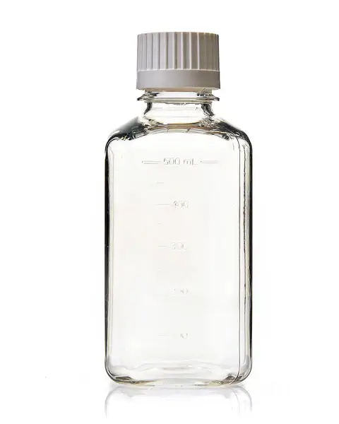 EZBio® 500 mL PETG Media Bottles, Sterile, Square Storage Bottles with 38-430 mm White Closed VersaCap Closures, 20/CS
