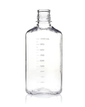 EZBio® 1 L (1,000 mL) PETG Media Bottles, Non-Sterile, Square Storage Bottles with 38-430 mm Neck, Without Caps, 12/PK