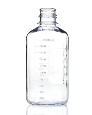 EZBio® 2 L (2,000 mL) PETG Media Bottles, Non-Sterile, Square Storage Bottles with 53 mm (53B) Neck, Without Caps, 6/PK