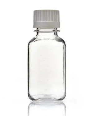 EZBio® 250 mL PC Media Bottles, Sterile, Autoclavable Square Storage Bottles with 38-430 mm White Closed VersaCap Closures, 24/PK