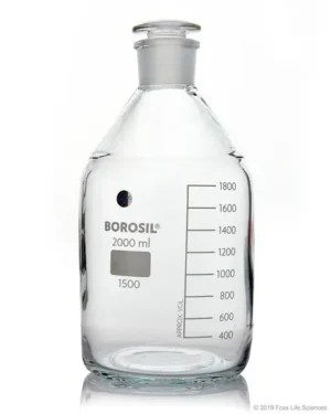 Borosil® Reagent Bottles Plain Narrow Mouth, Graduated with Interchangeable Glass Stopper, 29/32, 2 L (2,000 mL), 10/CS