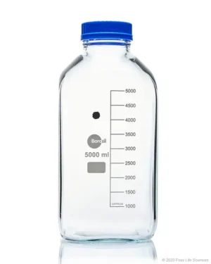 Borosil® Reagent Square Bottles GL80 PP Screw Cap PP Pouring Ring 5000 mL, 1/EA