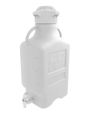 EZgrip® 20 L (5 Gal) HDPE Space Saving Carboy with Leakproof Spigot, 120 mm VersaCap and 26.5 L Max Capacity, Large Pinched Handles, 1/EA