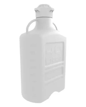 EZgrip® 40 L (10 Gal) Autoclavable Polypropylene (PP) Space Saving Carboy with, Wide Mouth 120 mm VersaCap and 50 L Max Capacity, Large Pinched Handles, 1/EA