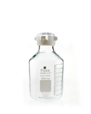 PUREGRIP® Reusable Clear Glass Carboy with 83B VersCap® and Extra Large Marking Spot, 5 L (5,000 mL), 1/EA