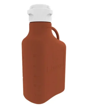 EZgrip® 5 L (1 Gal) Light Blocking Amber HDPE Space Saving Carboy with 83 mm (83B) VersaCap and 6.9 L Max Capacity, Large Pinched Handles, 1/EA