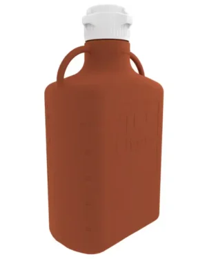 EZgrip® 10 L (2.5 Gal) Light Blocking Amber HDPE Space Saving Carboy with 83 mm (83B) VersaCap and 13 L Max Capacity, Large Pinched Handles, 1/EA