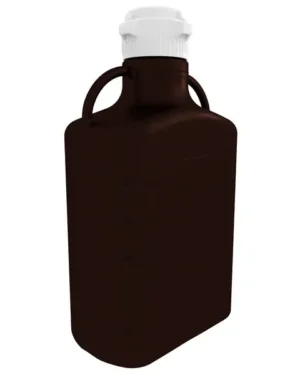 EZgrip® 10 L (2 Gal) Autoclavable Light Blocking Dark Amber Polypropylene (PP) Space Saving Carboy with 83 mm (83B) VersaCap and 6.9L Max Capacity, Large Pinched Handles, 1/EA