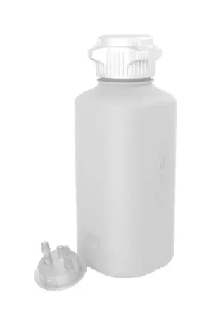 Heavy Duty Autoclavable Polypropylene (PP) Vacuum Bottle, 1 L, with 53 mm (53B) Tangle Free VersaCap, Two 1/4 Inch Hose Barbs and Sealable Vent Port, 1/EA
