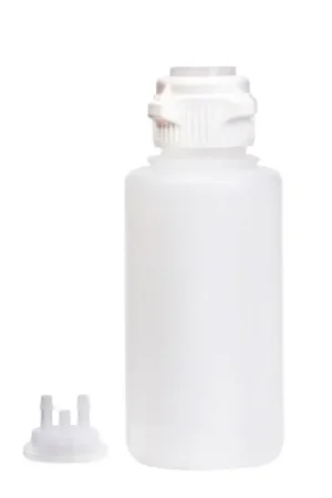 Round EZLabpure™ PP Vacuum Bottle, 1 L, VersaCap 53B, with Closed adapter and 2X 1/4" HB adapter, 1/EA