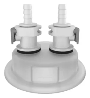 VersaCap 83 mm (83B) Cap Adapter, Tangle Free Quick Connect Adapter, Two (2 x ) 1/4 Inch Detachable Hose Barbs for 1/4 Inch ID Tubing, for use with VersaCap 83 mm Open Cap, 1/EA