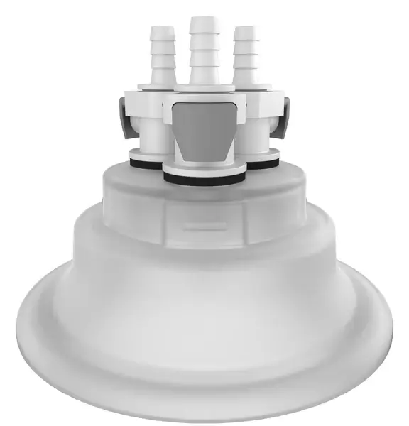 VersaCap 120 mm Wide Mouth Carboy Adapter, Tangle Free Quick Connect Adapter, Three (3 X) 1/4 Inch Detachable Hose Barbs for 1/4 Inch ID Tubing, for use with VersaCap 120 mm Open Cap, 1/EA