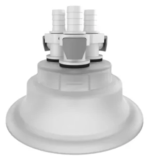 VersaCap 120 mm Wide Mouth Carboy Adapter, Tangle Free Quick Connect Adapter, Three (3 X) 3/8 Inch Detachable Hose Barbs for 3/8 Inch ID Tubing, for use with VersaCap 120 mm Open Cap, 1/EA