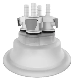 VersaCap 120 mm Wide Mouth Carboy Adapter, Tangle Free Quick Connect Adapter, Four (4 X) 1/4 Inch Detachable Hose Barbs for 1/4 Inch ID Tubing, for use with VersaCap 120 mm Open Cap, 1/EA