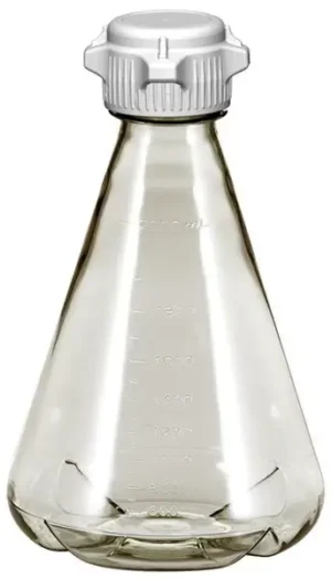 Flask 2 L, Plastic Erlenmeyer Flasks for Cell Culture and Fermentation, 2 L, Autoclavable Polycarbonate (PC), 53 mm (53B) VersaCap, Non-Sterile, Baffled Bottom, 6/PK