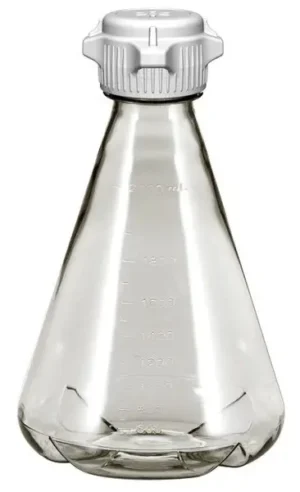 Flask 2 L, Sterile Vented Plastic Erlenmeyer Flasks for Cell Culture and Fermentation, 2 L, Autoclavable Polycarbonate (PC), 53 mm (53B) VersaCap with 0.2 µm PTFE Vent, Baffled Bottom, 6/PK