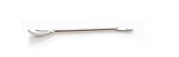 EZBio Stainless Steel Offset Spoon, 304 SS, Steel Handle, 150 mm, 5/PK