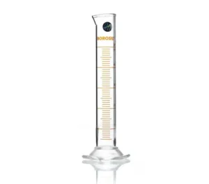 Borosil® Class A TC Graduated Measuring Cylinder with Pour Spout, Hexagonal Base, and Permanent Amber Graduations, Individual Certificate, 2 L (2,000 mL), 4/CS