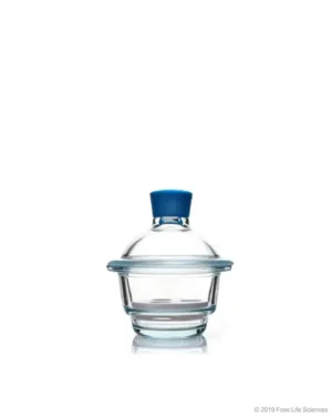 Borosil® Glass Desiccator with Porcelain Plate and Borosilicate Lid with Plastic Knob, Extra Small, (XS), 100 mm Diameter, 1/EA