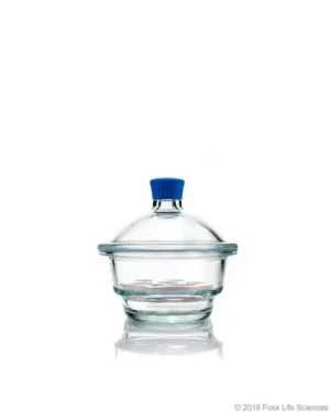 Borosil® Glass Desiccator with Porcelain Plate and Borosilicate Lid with Plastic Knob, Small (S), 150 mm Diameter, 1/EA