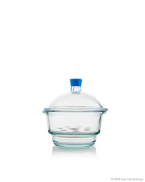 Borosil® Glass Desiccator with Porcelain Plate and Borosilicate Lid with Plastic Knob, Med. Small, (MS), 200 mm Diameter, 1/EA