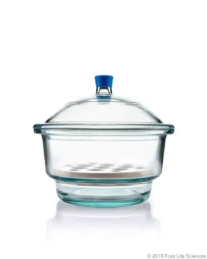 Borosil® Glass Desiccator with Porcelain Plate and Borosilicate Lid with Plastic Knob, Large (L), 300 mm Diameter, 1/EA