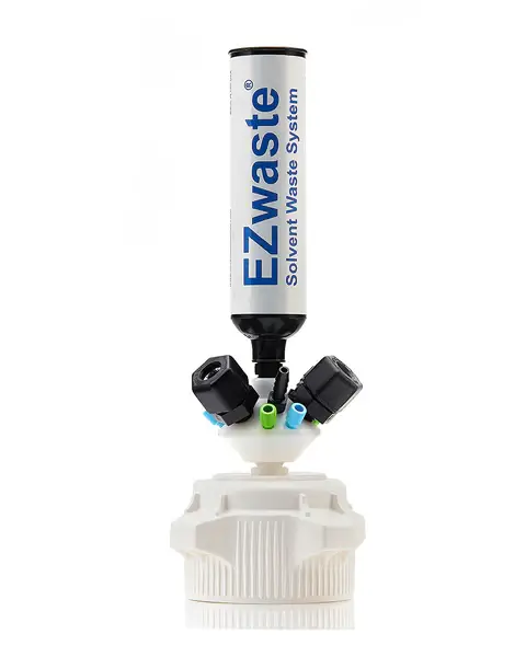 EZWaste® HPLC Universal Stackable VersaCap® 83 mm (83B) Solvent Waste System, Cap-Only W/Exhaust Filter, Six(6x) Ports OD Tubing -3.2 mm (1/8") or 1.6 mm(1/16"), Three(3x) Hose Barb 3.2mm (1/8") or 9.5 mm(3/8"), Three(3x) OD Tubing 12.7 mm (1/2"), 1/EA