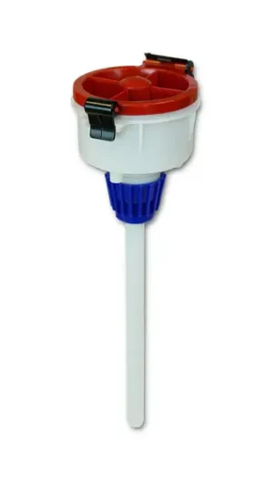 EZwaste® 4" Safety Funnel, HDPE, Red Lid, VersaCap 38-430 mm, 1/EA