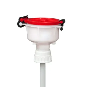 EZwaste® 4" Safety Funnel, HDPE, Red Lid, VersaCap 53B, 1/EA