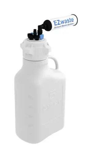 EZwaste® HPLC Solvent Waste System, 5 L Heavy Duty Reusable Carboy, 83 mm (83B) VersaCap with Four (4x) Ports for 1/8 Inch O.D. Tubing; Three (3X) 1/4 Inch & HB O.D. Tubing & Filter, 1/EA