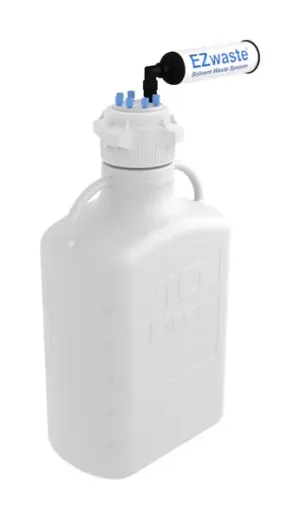 EZwaste® HPLC Solvent Waste System, 10 L Heavy Duty Reusable Carboy, 83 mm (83B) VersaCap with Six (6x) Ports for 1/8 Inch O.D. Tubing, 1/EA