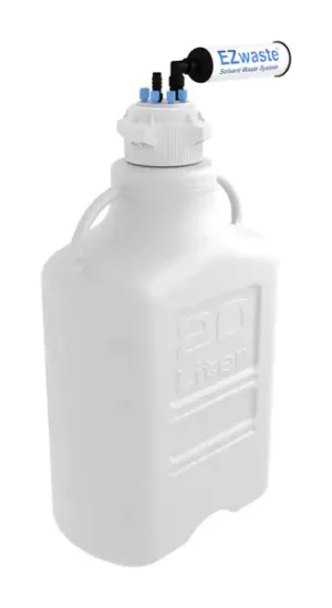 EZwaste® HPLC Solvent Waste System, 20 L Heavy Duty Reusable Carboy, 83 mm (83B) VersaCap with Six (6x) Ports for 1/8 Inch O.D. Tubing; One (1x) HD O.D. Tubing & Filter, 1/EA