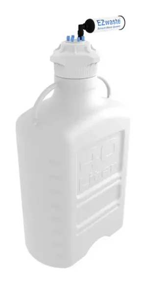 EZwaste® XL HPLC Solvent Waste System, 40 L HDPE Reusable Carboy, 120 mm VersaCap with Six (6x) Ports for 1/8 Inch O.D. Tubing; & Filter, 1/EA